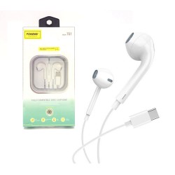 Auscultadores com Fio Foneng T61 Tipo C 1,2m Branco Auscultadores com Fio Foneng T61 Tipo C 1,2m Branco